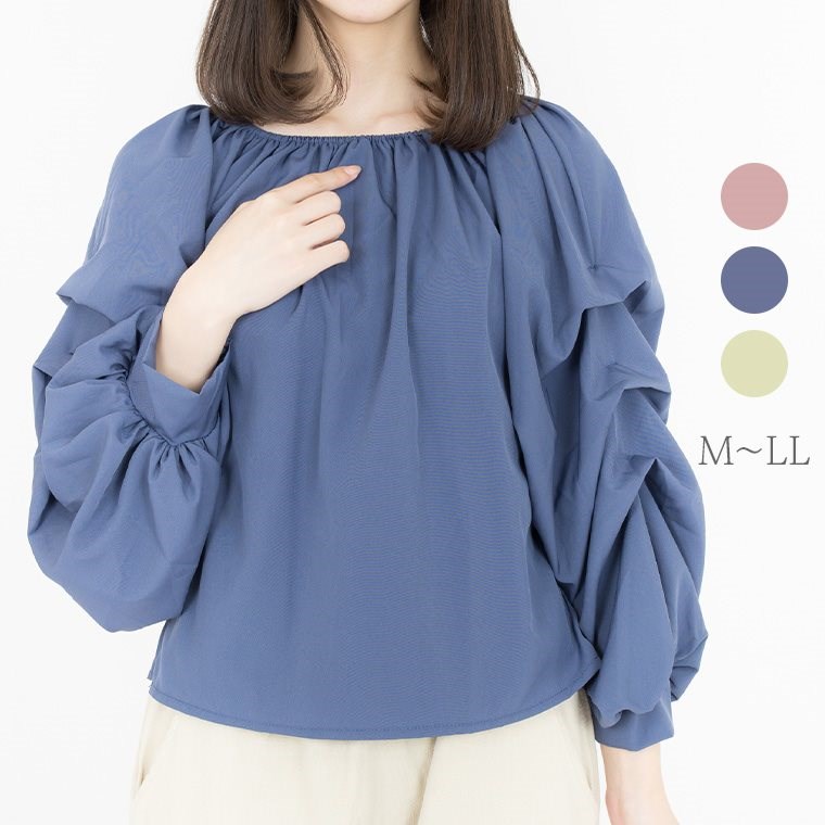 樂天商城 - ブラウス レディース トップス 長袖 秋服 冬服 大人 シャツ 可愛い きれいめ バルーン 体系カバー オフィス カジュアル 上品 通勤 春 秋冬20代 30代 40代 ネイビー 紺 ブラック ブラウン メール便