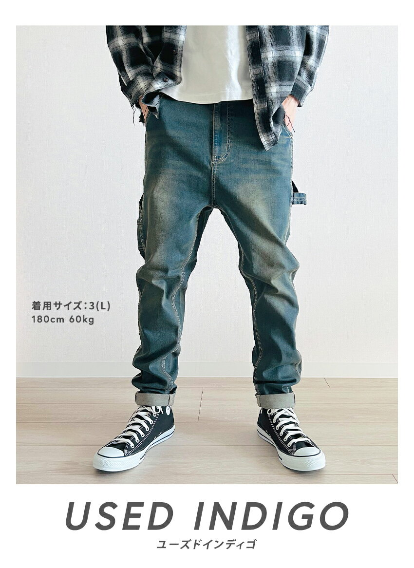 ペインターパンツ メンズ デニムパンツ ヴィンテージ加工 ダメージ ストレッチ スキニーパンツ テーパード ワーク サルエルパンツ ジーンズ 作業着 カジュアル おしゃれ 股上深め 春 夏 秋 冬 ゆったり 大きいサイズ 送料無料 - Image 3