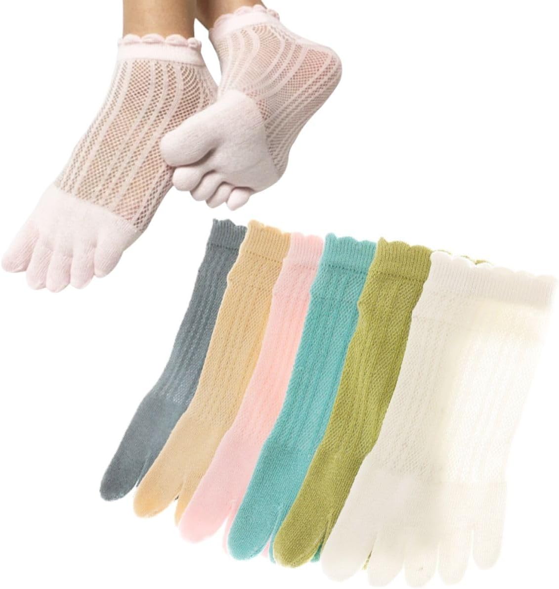 5本指ソックス メッシュ 薄手 涼しい 臭い対策 蒸れない レディース 夏 綿 くるぶし 6色