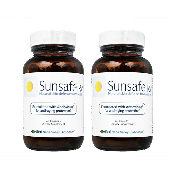 【海外通販・正規品・日時指定不可】サンセーフRx (SunsafeRx) 2本≪天然由来の成分　ナチュラルサプリメント≫1瓶60錠：ヤマト国際便発送