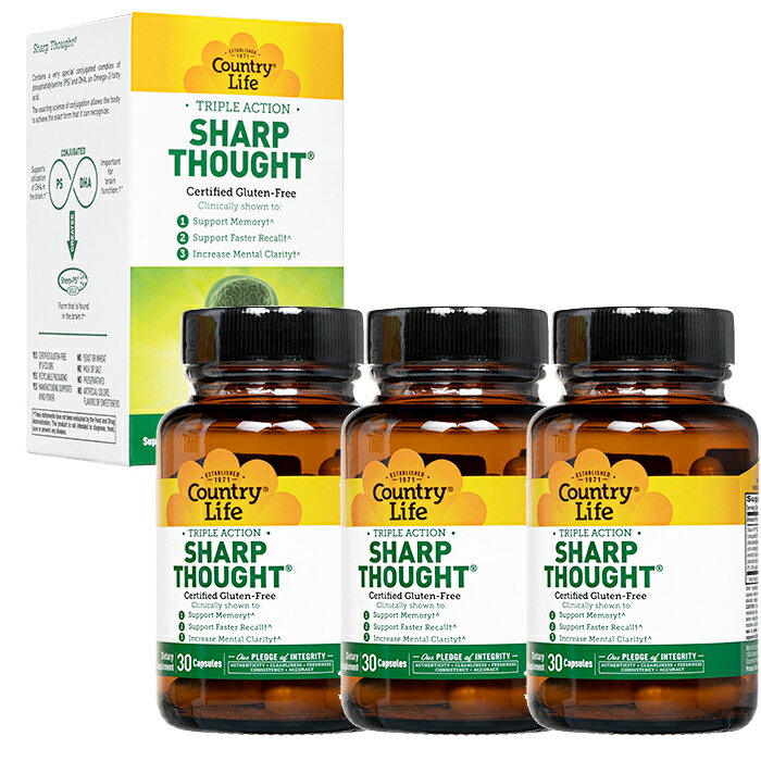 シャープソウト 30錠 3本 カントリーライフ CountryLife Sharp Thought グルテンフリー 国際書留郵便発送 海外通販 正規品 日時指定不可