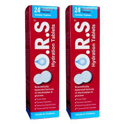 ハイドレーションタブレット24錠 2本(O.R.S) 【ストロベリー味】　≪水分補給サポート≫ 国際郵便書留発送 海外通販 正規品 日時指定不可