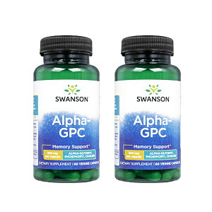 【海外通販・正規品・日時指定不可】スワンソン アルファ-GPC 300mg 60錠 2本セットSwanson Alpha-GPC サプリメント:国際郵便書留発送