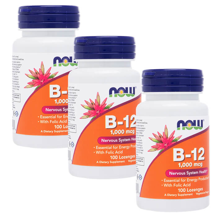 【海外通販・正規品・日時指定不可】Now B-12 1000mcg 100錠 3本 ナウ ビタミンB12 :国際ePack便