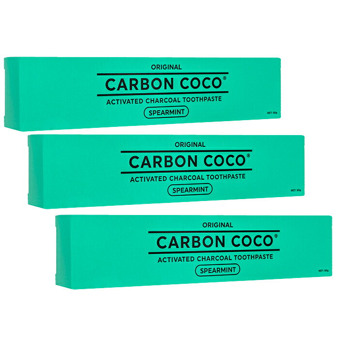 カーボンココ アクティベーティッド チャコール トゥースペースト スペアミント 80g 3箱 Carbon Coco Activated Charcoal Toothpaste Spearmint：国際郵便書留発送