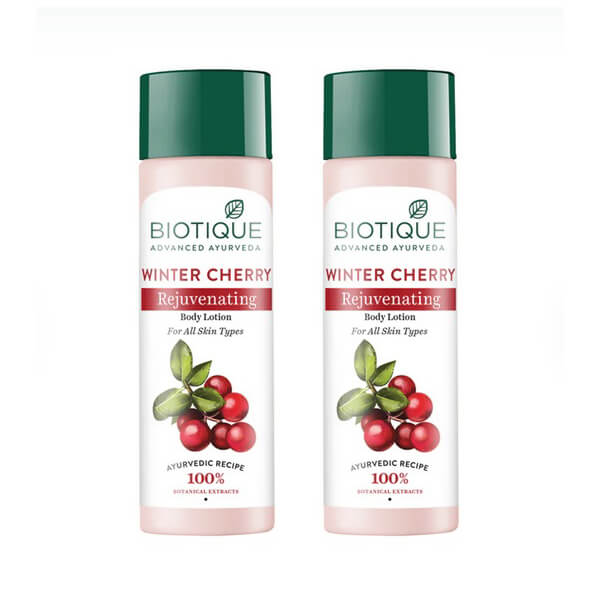 ウィンターチェリーリジュビネイティングボディローション 120ml 2本 バイオティーク Biotique Winter Cherry Rejuvenating Body Lotion アーユルヴェーダ ボディーローション 国際郵便発送 海外通販 正規品 日時指定不可