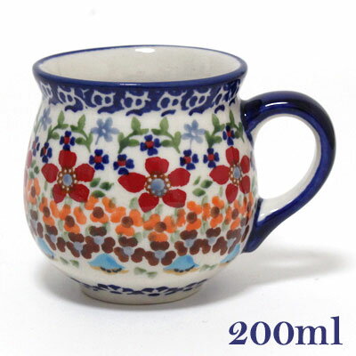 ポーランド食器 ポーリッシュポタリー ポーランド陶器 食器 マグカップS 200ML フラワー柄 お花モチーフ マニュファクトゥラ社　K67-ALC3 あす楽のサムネイル