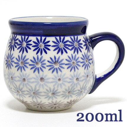 ポーランド陶器・食器 マグカップS 0.2L 青のグラデーションフラワー マニュファクトゥラ社　K67-AS55 ポーリッシュポタリー　ポーランド食器のサムネイル
