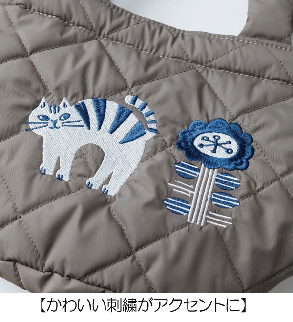 キルティング トートバッグ fikalycka 2way ショルダーバッグ 猫 猫グッズ メール便可 3