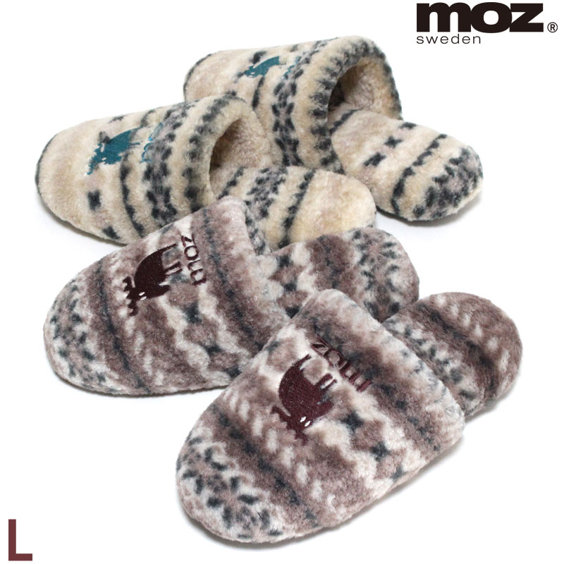 乐天商城 - スリッパ moz ノルディック柄 L 暖 もこもこ ボア 北欧 メンズ あす楽
