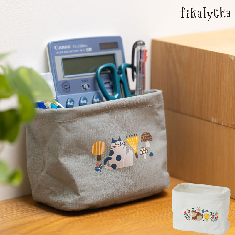 収納ボックス 布 小 fikalycka ファブリックストレージ 収納ケース 折りたたみ 北欧 猫 メール便可