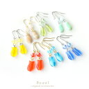 耳元に咲いて揺れる♪チューリップの花ピアス(フロストチェコガラス×うるきらカットガラス)/LO