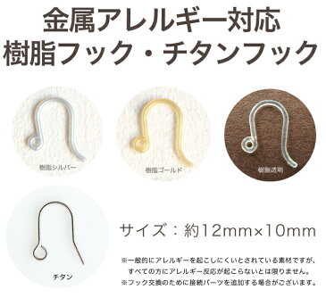 【金属アレルギーの方におすすめ】樹脂ピアスフック/チタンピアスフック　パーツ単品購入OK【メール便OK】【RCP】02P01Jun14