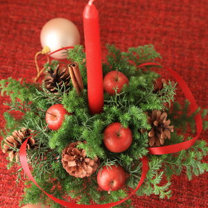 ■BeautifulBoyがお届けする【クリスマス限定商品】!キャンドルアレンジメントトラッドレッドMサイズ