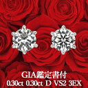 【GIA鑑定書付】【高品質ダイヤモンドの代名詞】天然ダイヤモンド ピアス 0.30ct×0.30ct Dカラー VS2 3EX プラチナ950 / イヤリング加...