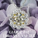 【輝く1カラット】天然ダイヤモンド ペンダント 1.00ct VLY VS1 3EX GIA鑑定書付 プラチナ950 K18イエローゴールド / トリプルエクセレント 一粒 ネックレス PT950 18K 18金 1ct 1カラット