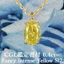 天然イエローダイヤモンド オーバルカット ペンダント 0.4ct～ FIY SI2 CGL鑑定書付 K18イエローゴールド / モディファイド 一粒 婚約 エンゲージ 18金 18K 0.4ct 0.4カラット