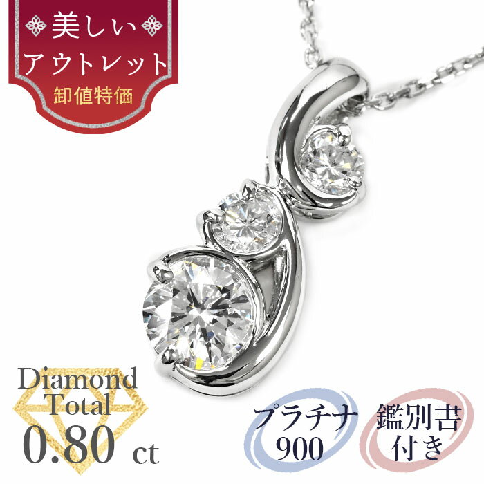 ★全品ポイント2倍/11月20日20:00〜27日01:59★【美しいアウトレット】天然ダイヤモンド ペンダント トータル0.80ct 鑑別書付 プラチナ900 / ネックレス PT900 0.8ct 0.8カラット(4)
