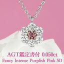 【ファンシーインテンスパープリッシュピンク】天然ピンクダイヤモンド ペンダント 0.050ct Fancy Intense Purplish Pink SI1AGT鑑定書付 プラチナ950/K18ピンクゴールド / ネックレス PT950 K18(4)