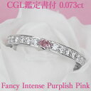 ピンクダイヤモンド 【ファンシーインテンスパープリッシュピンク】天然ピンクダイヤモンド オーバルカット リング 0.073ct Fancy Intense Purplish Pink VS2 CGL鑑定書付 プラチナ950 / モディファイド 一粒 婚約指輪 エンゲージリング PT950