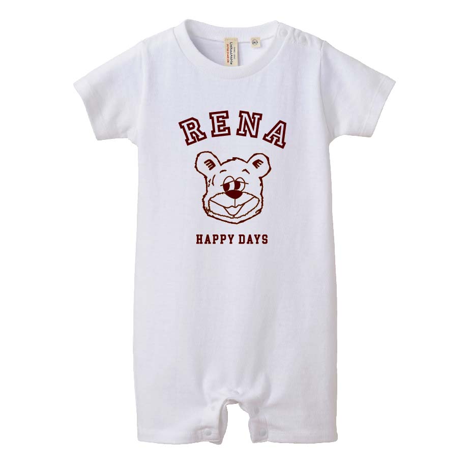 【bear5-80rompers】名入れTシャツ　オリジナル　おしゃれ　シンプル　プレゼント　出産祝い　ギフト　インスタ映え 名入り　リンクコーデ　名入りTシャツ　一升餅　お祝い　誕生日シャツ　名入りロンパース