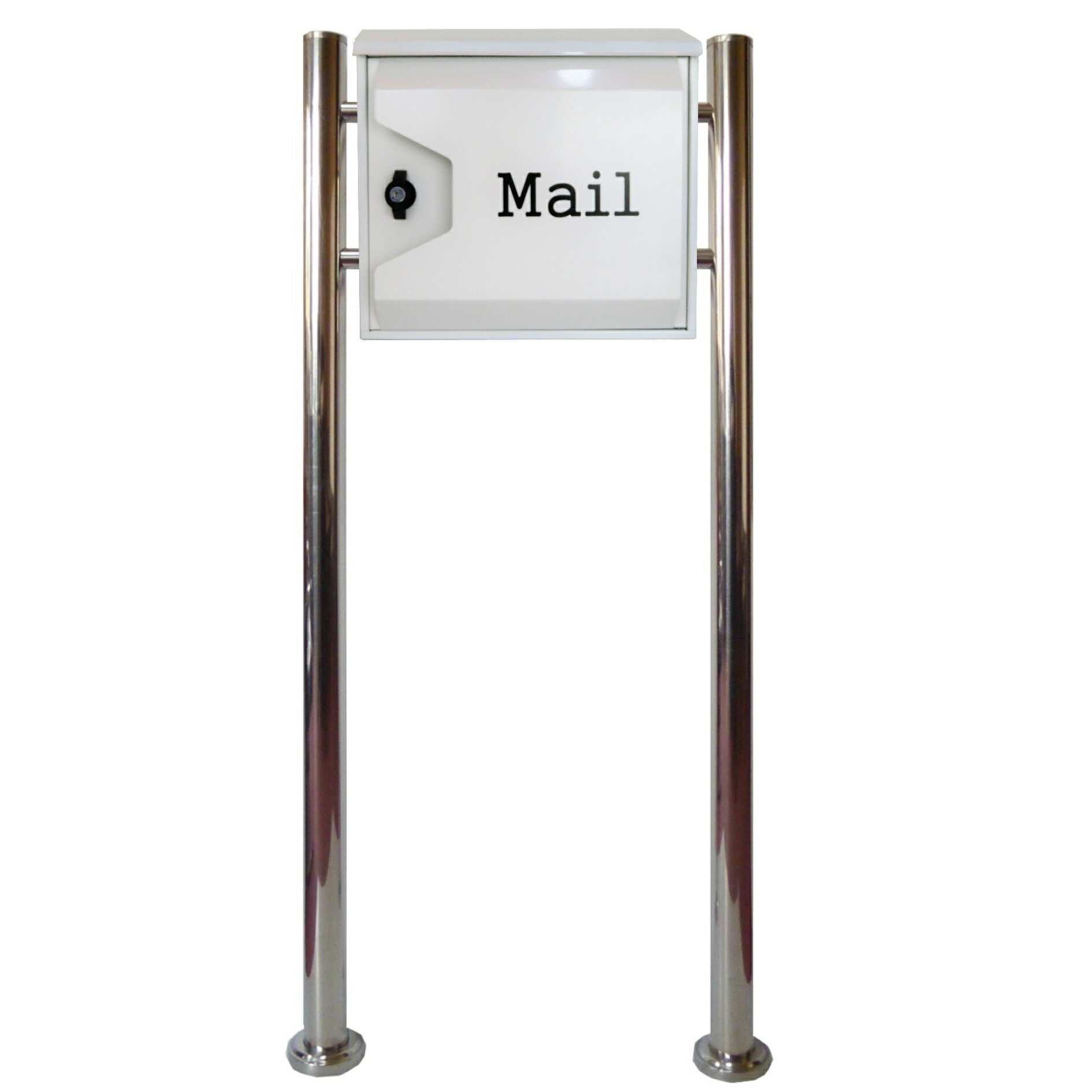 【郵便 ポスト】スタンド型 鍵付き 郵便受け おしゃれ 人気メールボックスプレミアムステンレスホワイト白色ポストpm046s