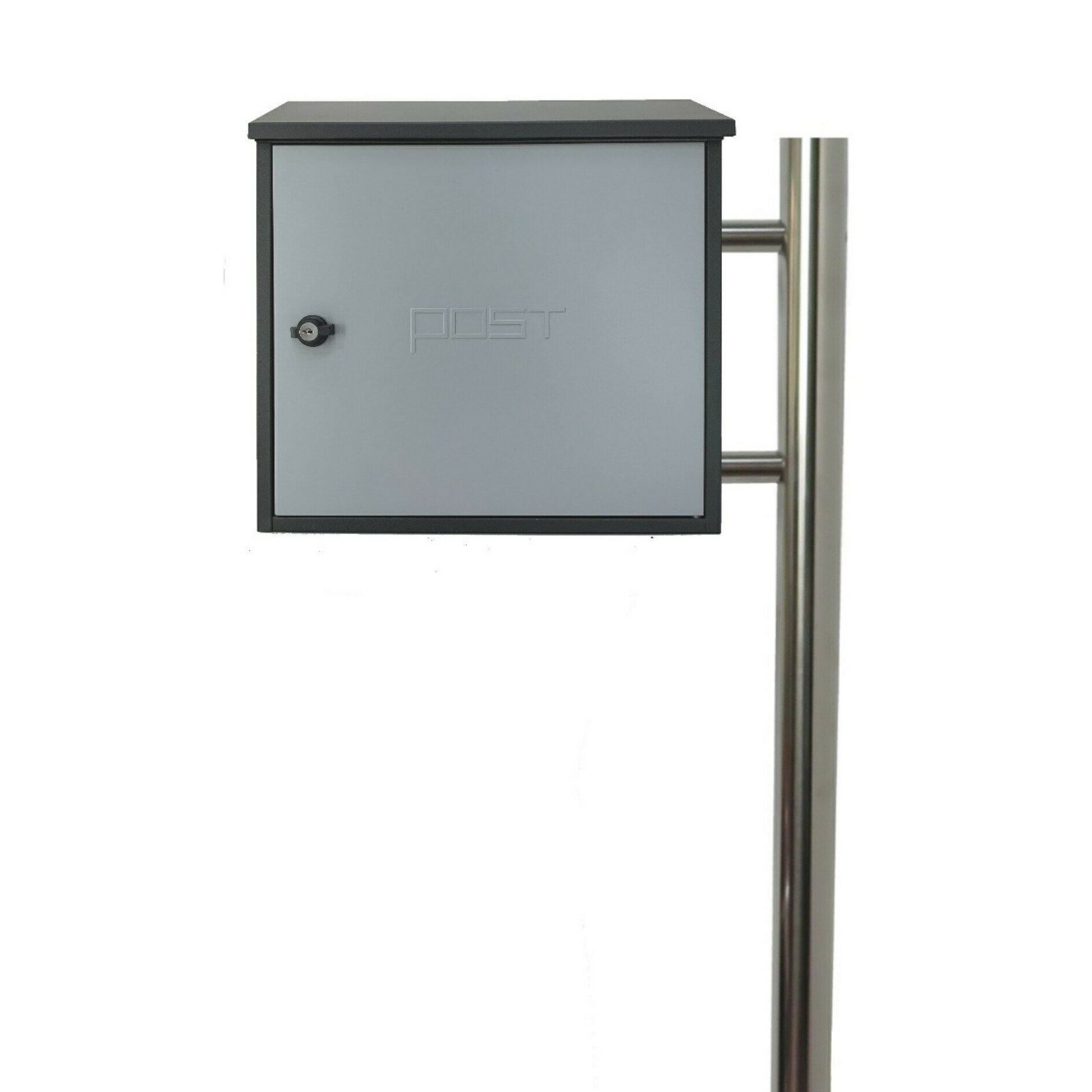 【郵便 ポスト】スタンド型 鍵付き 郵便受け おしゃれ 人気メールボックスグレー灰色ポストpm281s-pm201(4)