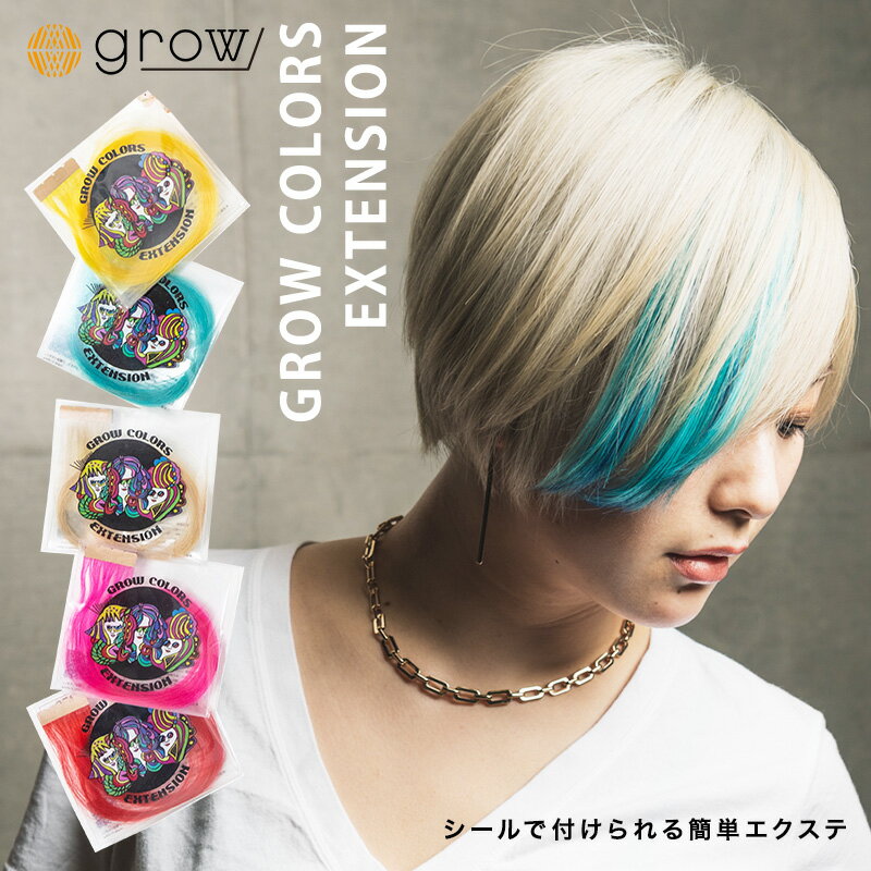 【正規品】GROW COLORS EXTENSION グロウカラーズエクステンション 選べる18カラー 人毛100％ 45cm 2本分 シールエクステ ハイトーンカラー インナーカラー ユニコ