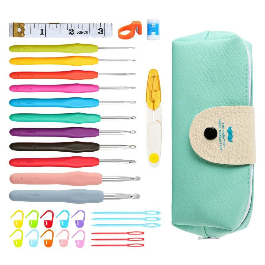 かぎ針セット 31点セット 編み針 初心者向け かぎ針セット レース針 初心者向けセット 収納ケース付き 毛糸編み針 裁縫道具 編み物道具 棒針 毛糸 手編み セーター マフラー 段数マーカー あみぐるみ 初心者向け 編み物 編みニードルセット 手芸