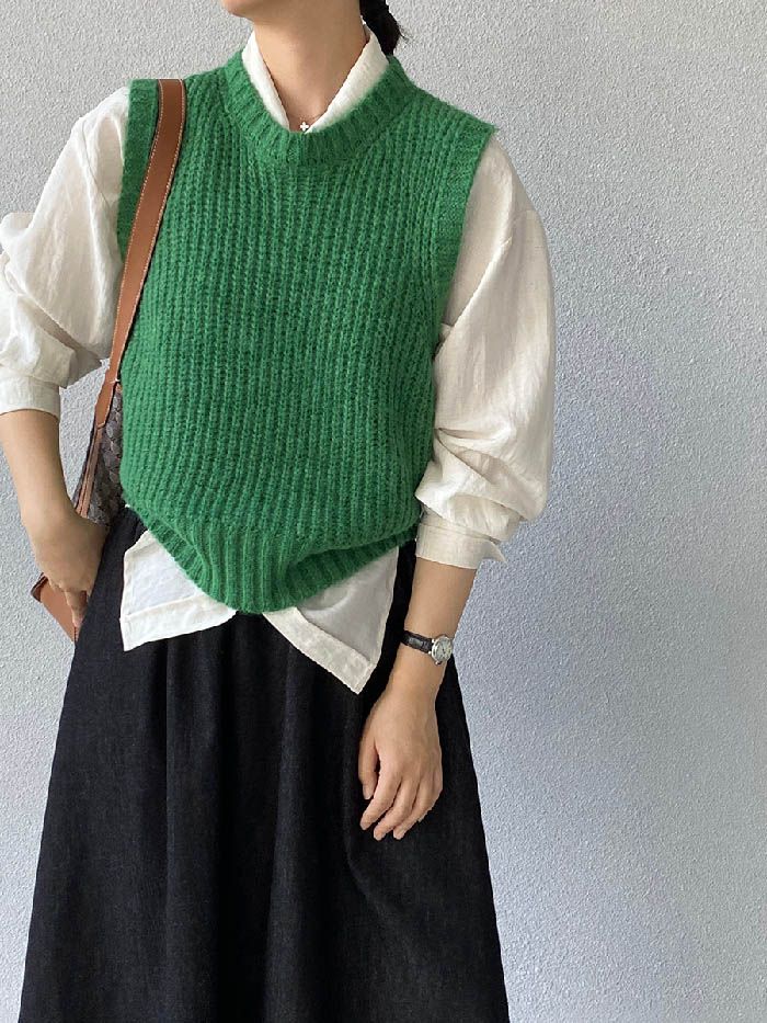 ニット ベスト レディース 秋 冬 ニットベスト トップス ニットベスト レディース ベスト ニット セーター ノースリーブ 無地 シンプル フリー 着回し力 体型カバー セーター レイヤード 重ね着 シンプル トレンド感