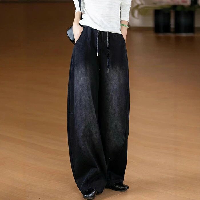 ワイドパンツ 秋 レディース パンツ 柔らかい ロングパンツ ボトムス 綿 ワイド パンツ ゆったり イージーパンツ 大きいサイズ カジュアル 秋冬 シンプル 美脚パンツ リラックスパンツ ナチュラル 肌に優しい ゆる 着回しやすい 送料無料(4)