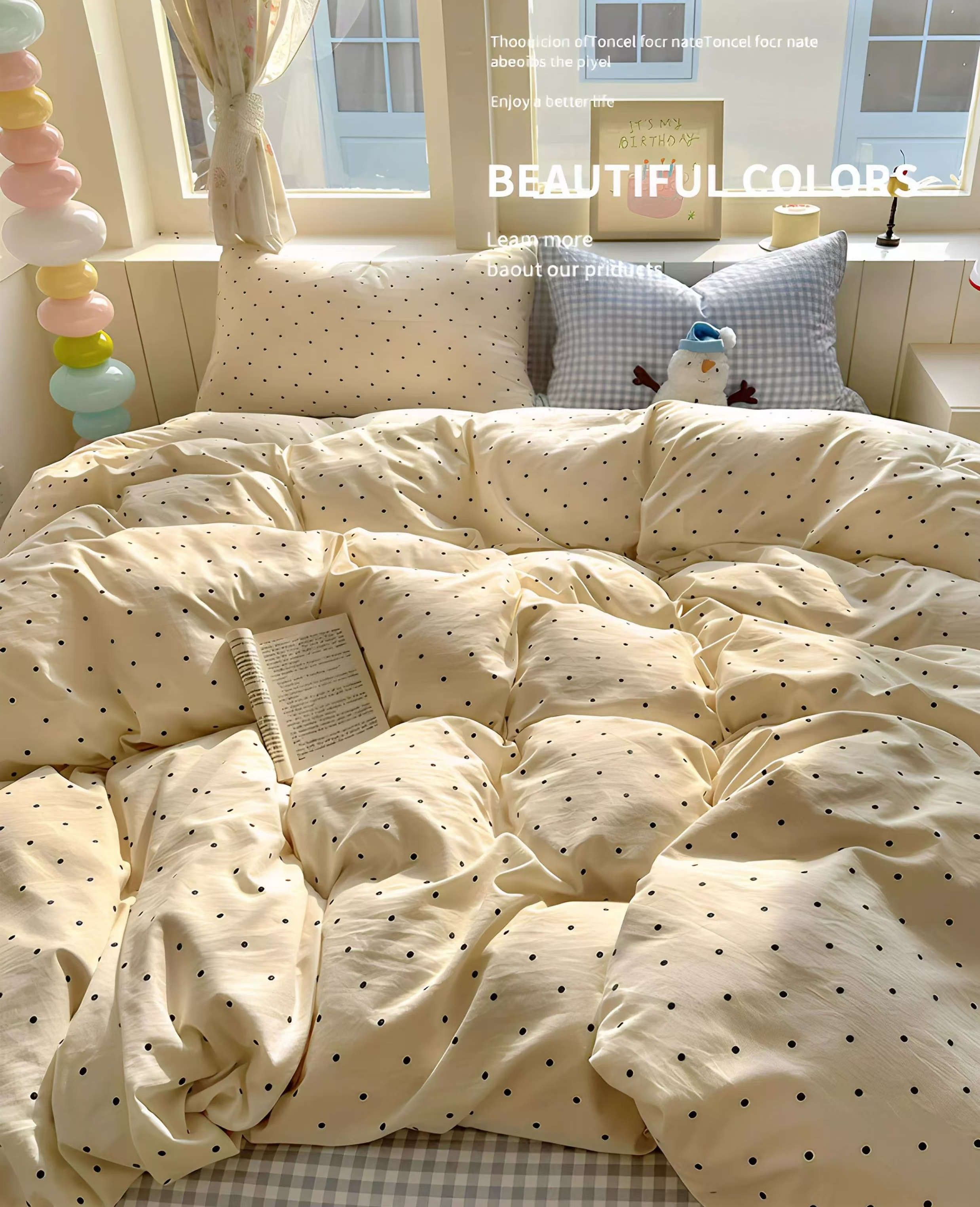 布団カバー セット 3点セット 可愛い 切替え チェック ドット 掛け布団カバー 布団カバーセット シング..