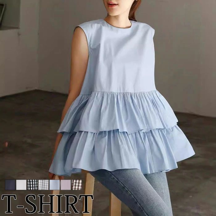 Aラインノースリーブチュニック レディース チュニック Aライン チェック柄 イージーケア ノースリーブ シンプル チェックトップス チュニック丈 フレア 速乾...