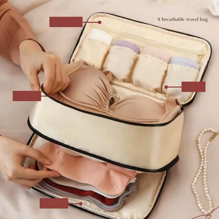 トラベルグッズ 下着収納 小物収納 レディースバッグ 収納力たっぷり 旅行 出張 ジム 通気性抜群 旅行かばんの整理 ランジェリー ポーチ ランドリーポーチ インナー ケース 大容量 仕切り 小分け 整理 コンパクト 送料無料 beautivity-10038165 beautivity サンプル画像3