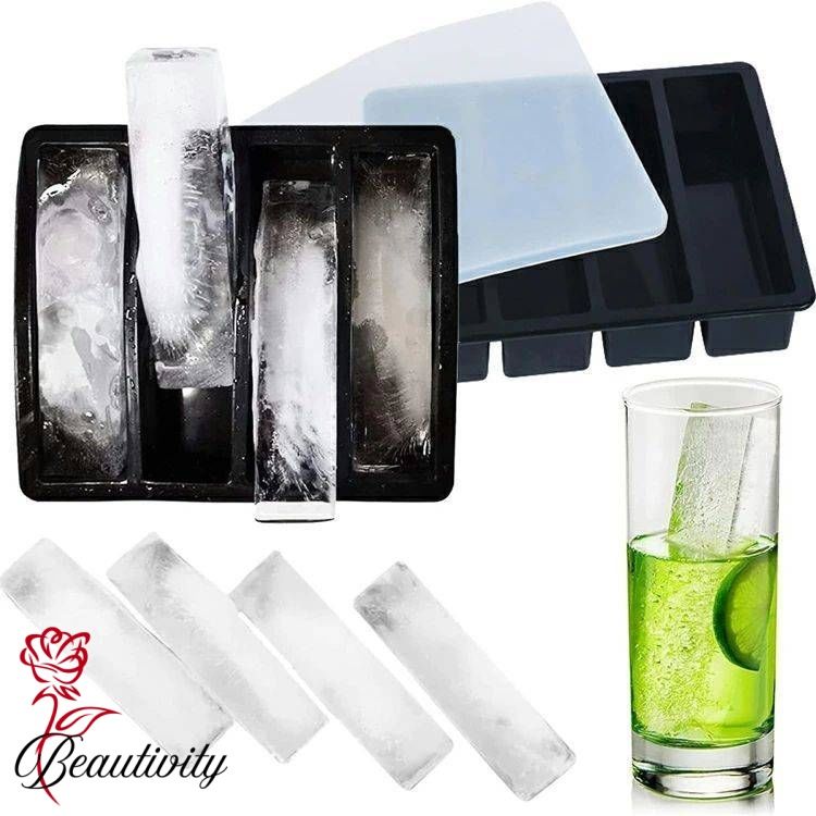 製氷皿 製氷器 四角の氷 蓋付き 製氷機 シリコン製 氷つくる容器 ゼリー飲料 果物 透明氷 ロックアイス ビール 四角氷 小型製氷機 家庭用 四隅型 氷つくる容器 冷凍 キッチン用品 4穴