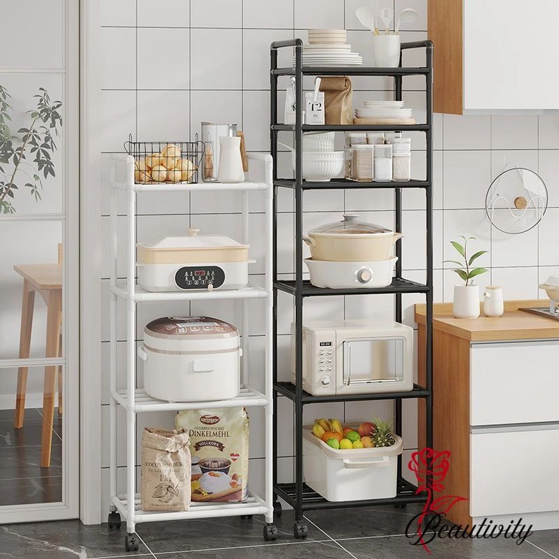 レンジラック 3段 4段 5段 6段 キッチンラック キャスター付き 収納ワゴン ストッパー 取っ手付き キッ..
