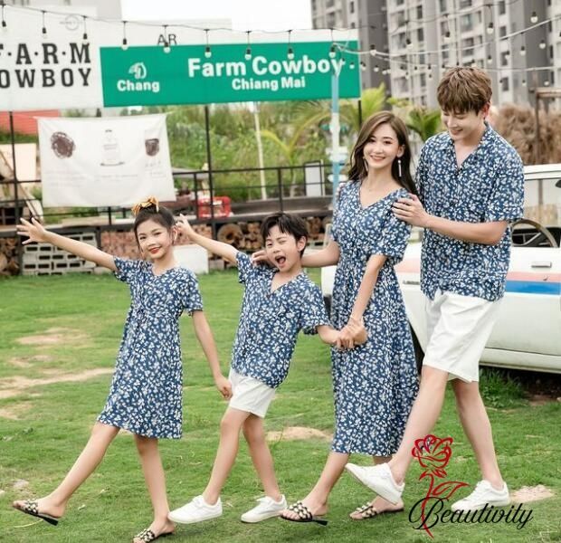 親子 ペアルック セットアップ アロハ衣装 アロハシャツ 家族お揃い 海旅行衣装 ハワイ風 新婚旅行衣装 カップル 親子コーデ プレゼント ママ パパ 娘 息子 家族活動 記念日 総柄 ロング丈ドレス