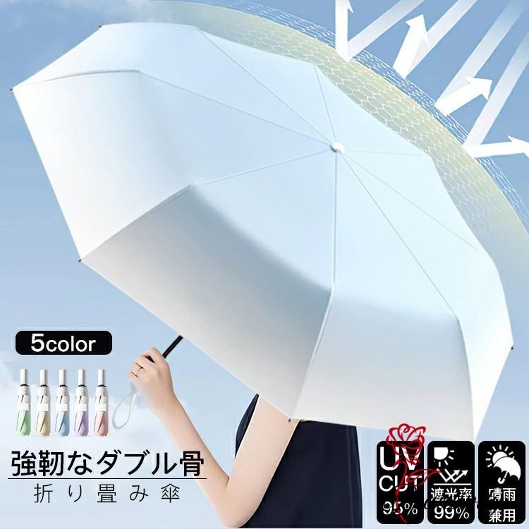 折りたたみ傘 日傘 雨傘 晴雨兼用 本骨 自動開閉 完全遮光 UVカット 撥水加工 紫外線対策 グラデーションカラー 耐風 遮熱層 遮光 軽量 折り畳み傘 プレゼント 通勤 通学 レディース メンズ