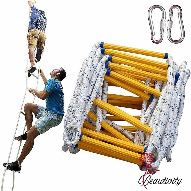 避難はしご 縄はしご 家庭用樹脂製はしご 逃げはしご 救難ロープ 消防はしご ローー 柔らかい 滑り止め摩耗高高度作業工程はしご 装着簡単 安全くん エスケープ 災害 救難 救援 逃げなど緊急対応に 緊急対応 収納簡単 カラビナ付き 送料無料(4.0)
