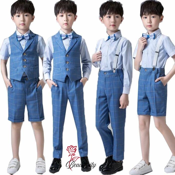 子供服 男の子用礼服 紳士服 合唱団体服 子ども スーツ サロペット キッズ司会者衣装 ピアノ演奏会服 発表会衣装 学園祭 入学式 卒業式 結婚式 普段着 子供演出服 チェック柄制服 半袖/長袖 90-160