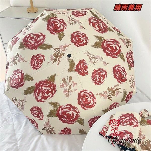 晴雨兼用傘 折りたたみ 軽量 自動開閉 おしゃれ UVカット完全遮光 超撥水 遮光遮熱傘 傘カバー付属 お持ち便利 小さめ かわいい 花柄 3段折りたたみ 5段折りたたみ