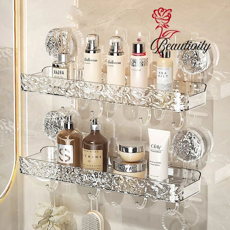 吸盤ラック浴室用ラック シャワーラック シャンプーラック スポンジホルダー ウォールラック水切り可能..