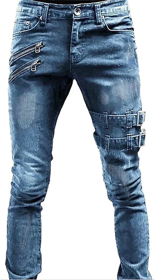 デニムパンツメンズ ゆったりジーンズ ダメージ加工 ロングパンツ デニム ワイドパンツ ハイウェスト 原宿系 大きいサイズ ワイドパン..
