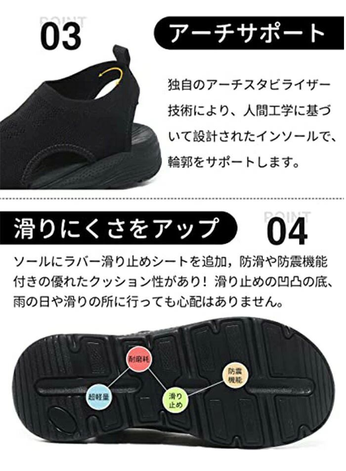 【送料無料】【おしゃれコンフォートサンダル】軽量 オープントゥ 厚底 メッシュ 通気性抜群 疲れにくい レディース ナースサンダル 外反母趾対応 性 安定感 歩きやすい 痛くない 夏用 ウォーキング 靴 仕事用 beautivity-10045567 beautivity サンプル画像3
