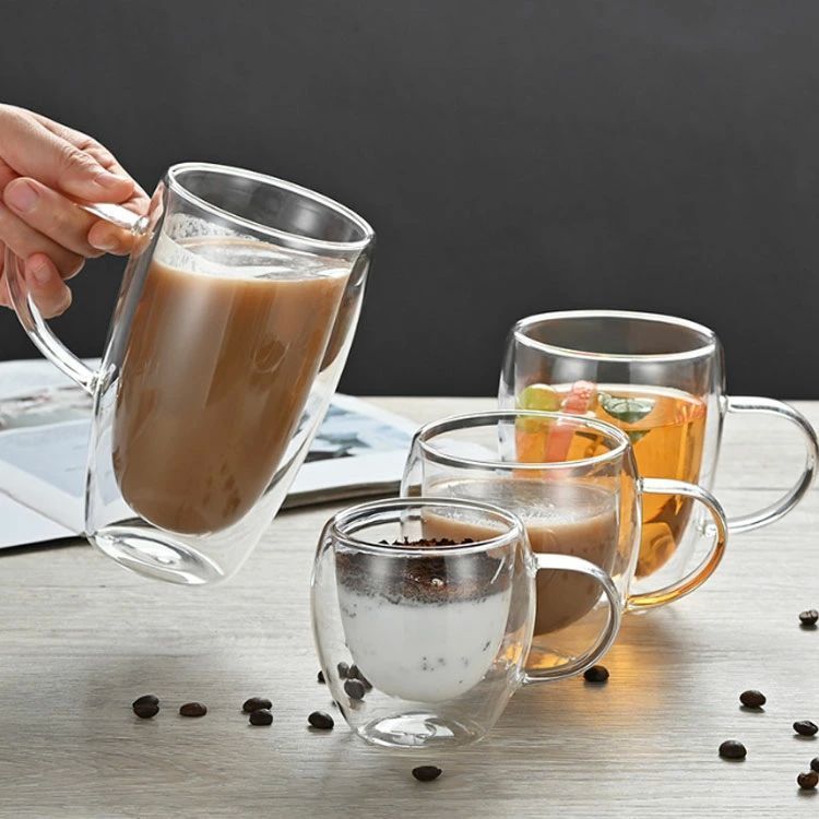 beautivityの保冷 耐熱 マッグカップ 350ml 二重グラス コーヒー グラス 450ml カップ 二重グラス 北欧 ダブルウォールグラス ティーカップ｜アングル2