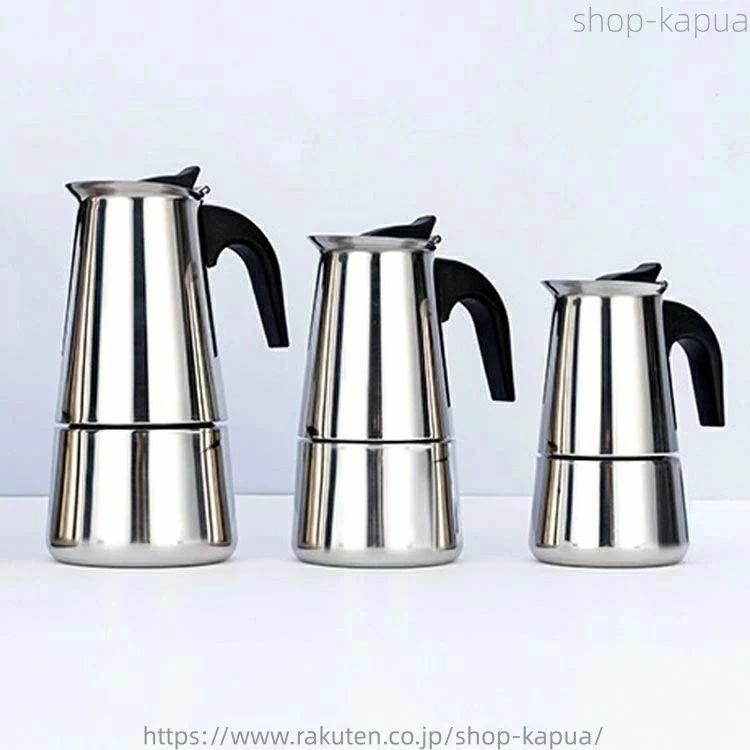 beautivityのコーヒー 直火式エスプレッソ 直火式 家庭用 2/4/6カップ コーヒーマシン キッチン用品 コーヒー エスプレッソ 珈琲 ガス 電気ストーブ用 コーヒーパーコレーター ステンレス アイスコーヒー コーヒーポット｜アングル3
