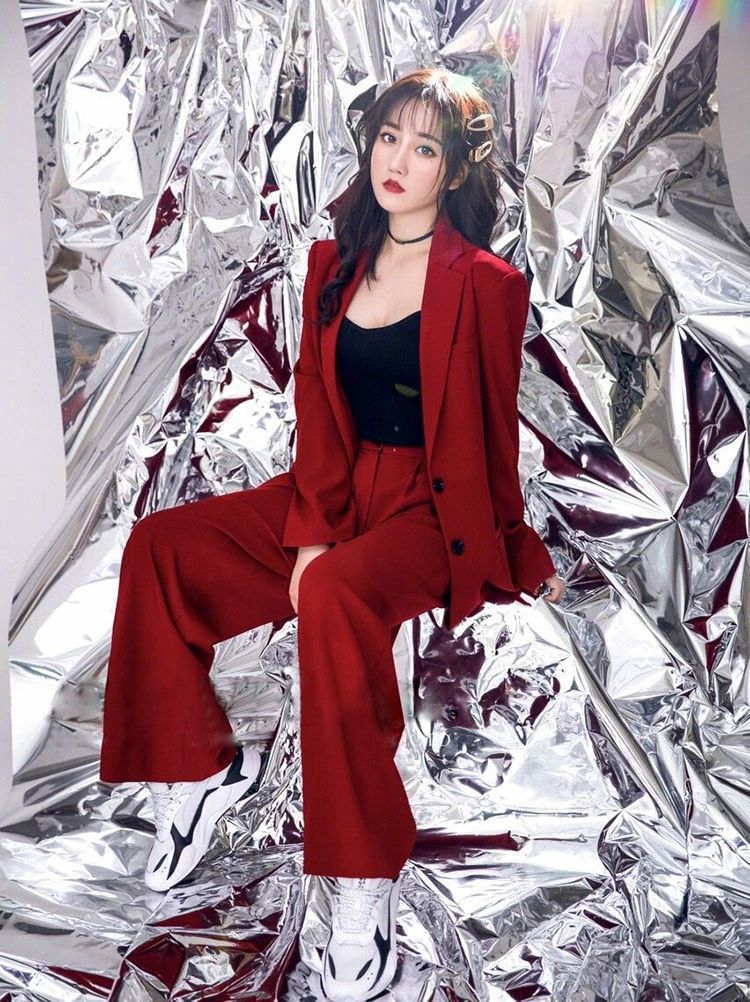 【送料無料】赤 ダンス衣装 セットアップ 大人 赤 k-pop 衣装 ワイドパンツ スーツ...