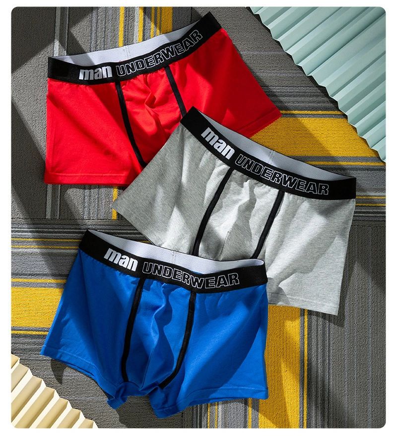 beautivityの送料無料 ボクサーパンツ ボックスショーツ メンズ 男性用 インナー 下着 ショーツ アンダーウェア 紳士用 ボクサーブリーフ 無地 単色 ライン 文字入り ウエストゴム ベーシック 定番 おしゃれ カジュアル 赤 黒 灰 青 ネイビー｜アングル3