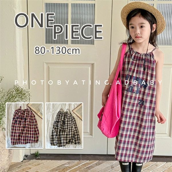 ワンピース 子供服 女の子 コットン 綿混 韓国子供服 普段着 部屋着 お出かけ かわいい 夏物 ノースリーブ 80-130cm カジュアル チェック柄 アロハ 海 旅行 姉妹 お嬢様 ガールズ 送料無料