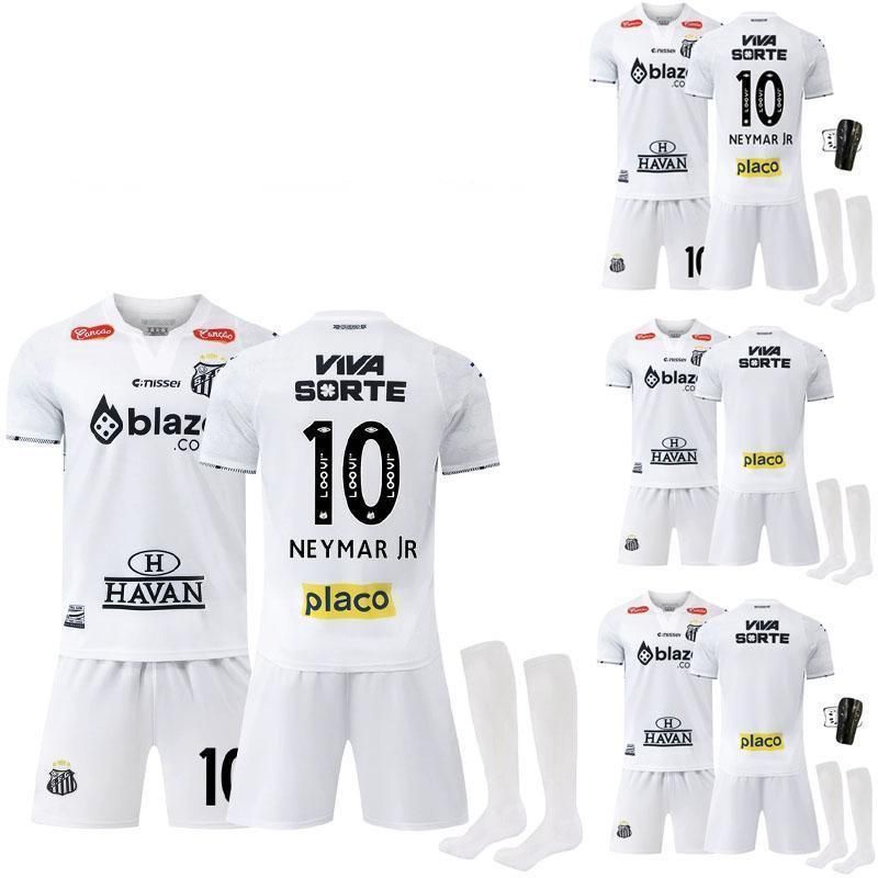 2526 サントス ホーム 新作ユニフォームセット（背番号10 ネイマール）サッカーウェア 子 供大人 セット 半袖
